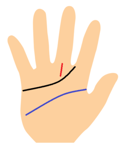 運命線が感情線より上にある手相