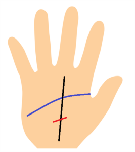 運命線の障害線が知能線の下にある手相